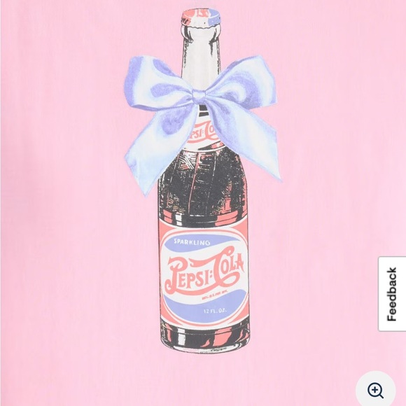 Pepsi Pink Blue Bow Graphic Oversized T-Shirt - Picture 2 of 4